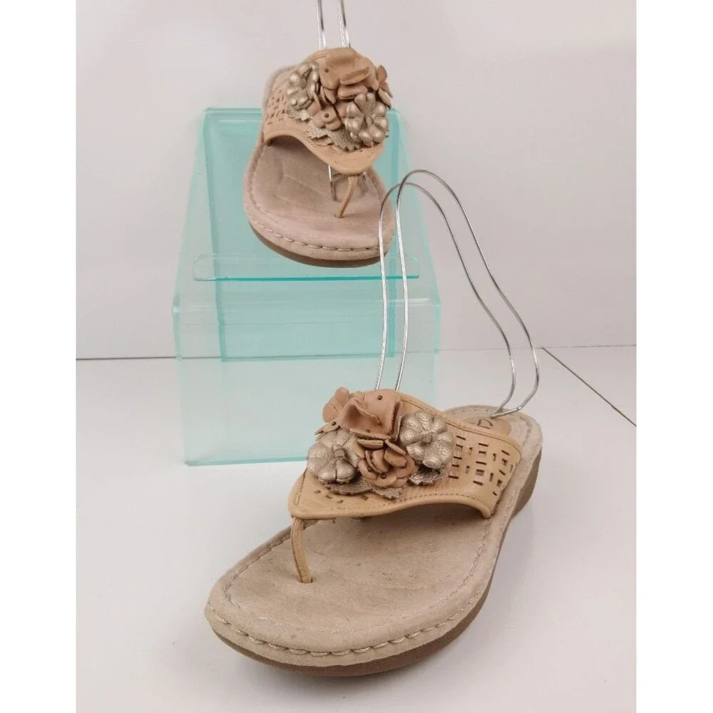 Clarks Artisan Tan Leather Posey Zela Floral Sandals Women s Size 8